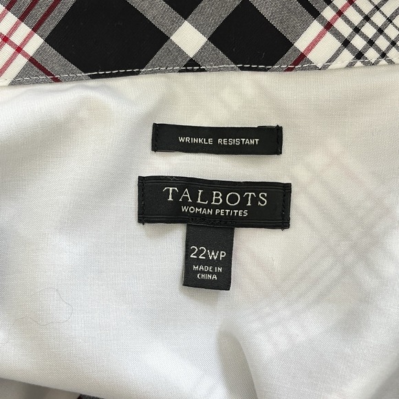 Talbots Woman Petites Plaid Shirt Top Womens 22WP Black Red Popover Preppy - Picture 6 of 6